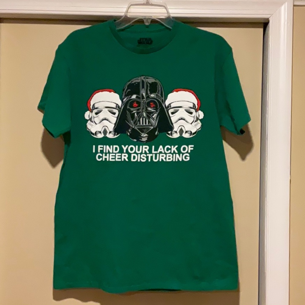 Christmas Green Star Wars Darth Vader Stormtrooper Graphic T-Shirt medium